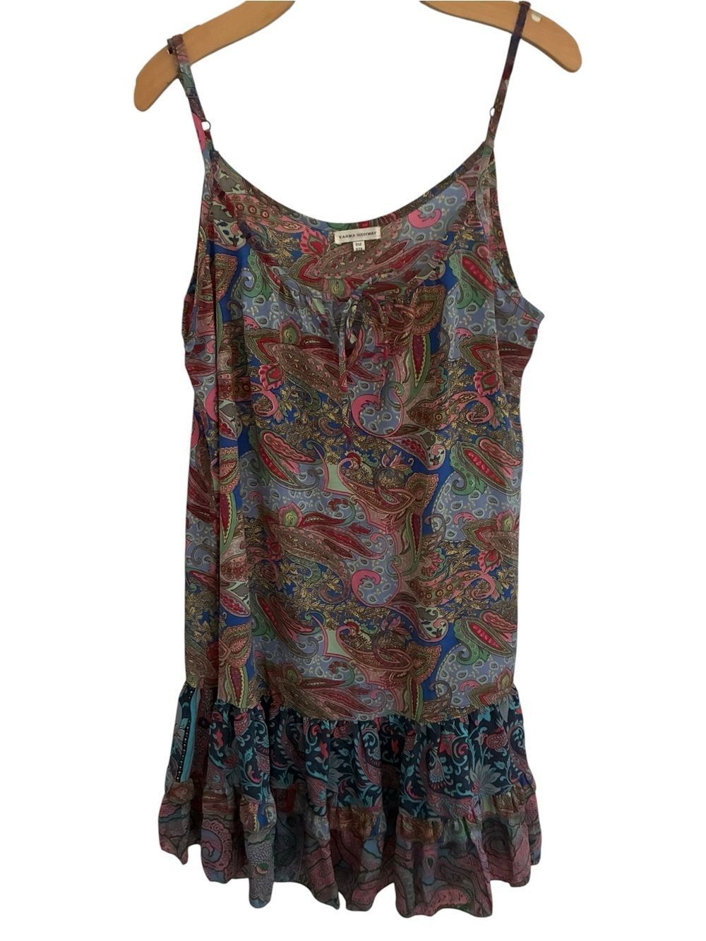 Karma Highway Paisley Print Slip Dress with Ruffle Hem - Multicolor
